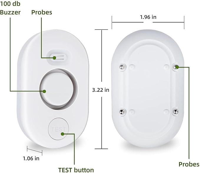 Water Leak Detector Sensor Alarm: Home Water Flooding Monitor Smart Sink Overflow Monitoring Adjustable Wet Moisture Alert Pipe Leakage Drip Detection Warning for Basement Floor 4Pack