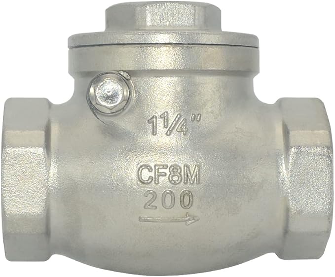 VARMHUS Stainless Steel SS316 Swing Check Valve,NPT Female x Female Thread,WOG 200 PSI PN16 CF8M (1-1/4")