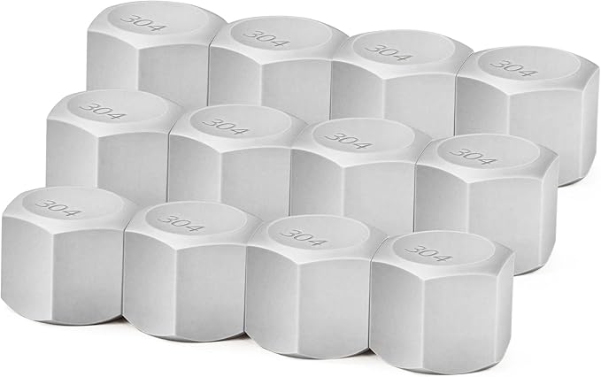 ChillWaves 304 Stainless Steel Pipe Fitting, Hex End Cap Pipe Fitting，1/2" NPT Female，Thread Adapter(12-PACK)