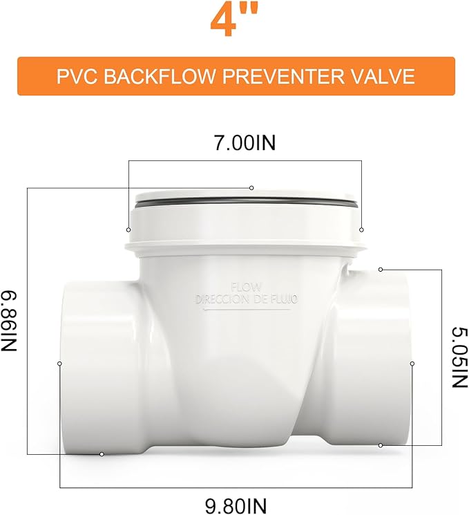 GASHER 4" PVC Backflow Preventer Valve, Sewer Check Back Flow Preventer Drain Backflow Preventer Valve for a Variety Of Drainage Systems