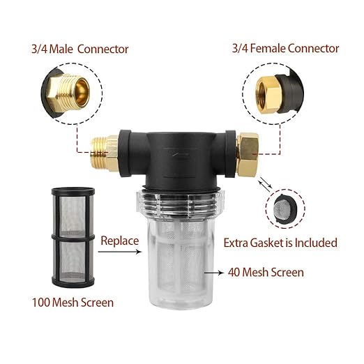 Sooprinse Garden Hose Inlet Filter for High Pressure Washer, Sediment Filter Attachment, 40 Mesh Screen, Extra 2 Pcs 100 Mesh, 3PCS O-Ring and 4PCS Filter Hose Washer