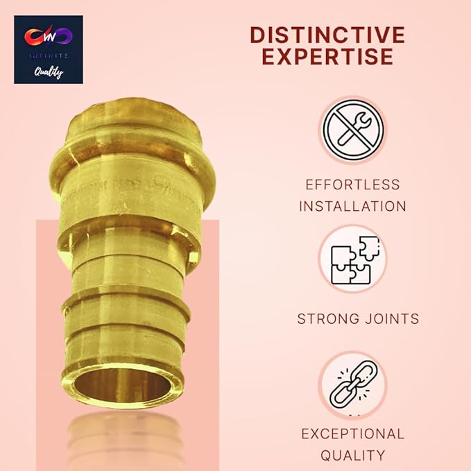 3/4 inch PEX Expansion Press Fitting 3/4-inch Crimp Coupling Brass Adapter For Copper and Pex Pipe Fittings Connection (Pack of 5)