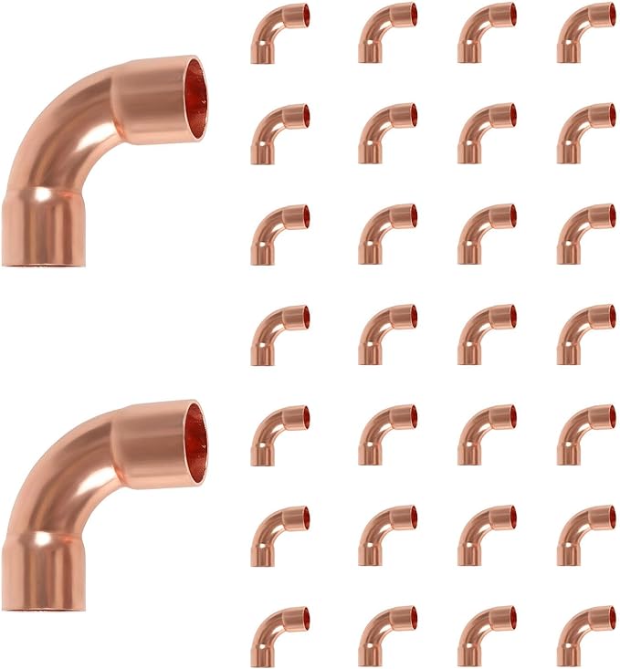 30-Pack HeSun Copper Fittings, 1-1/4-Inch Long Radius 90-Degree Copper Elbow, C x C with Sweat Solder Connection