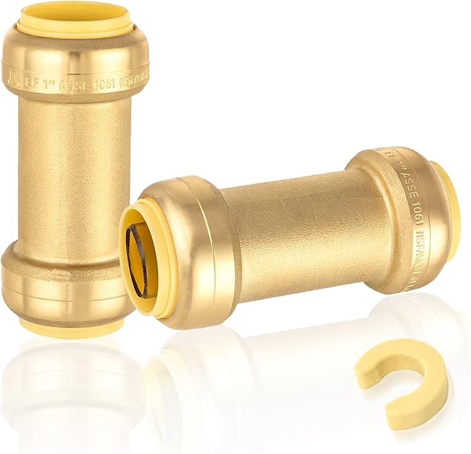 40-Pack HeSun Pushfit Check Valve, 1-Inch Push to Connect Plumbing Fittings with Disconnect Clip, Brass Push-fit Fittings for PEX, Copper, CPVC, PE-RT Pipes(PF-VALVE066-40)