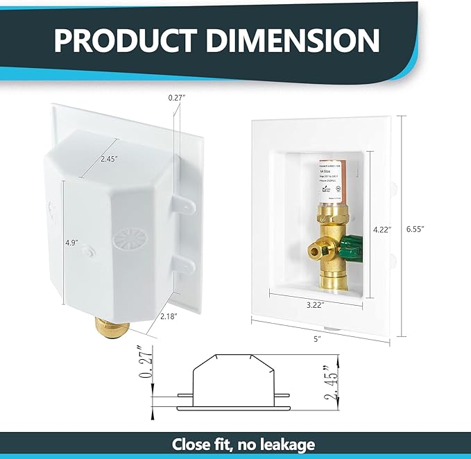 50-Pack Seelink Pre-Assembled Ice Maker Outlet Box, 1/2" PEX Crimp Inlet x 1/4" OD Compression Outlet, with Installed 1/4-Turn Ball Valve and Copper Hammer Arrestor