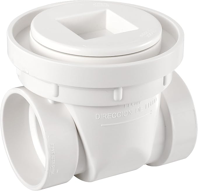 2" White PVC Backwater Valve, Sewage and Rainwater Backflow Preventer