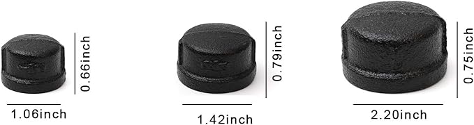 1" Black Pipe Cap, Home TZH 10 Pack Malleable Iron Cast Pipe Caps for Steam-Punk Vintage Shelf Bracket DIY Plumbing Pipe Decor Furniture (10, Black 1 Inch)
