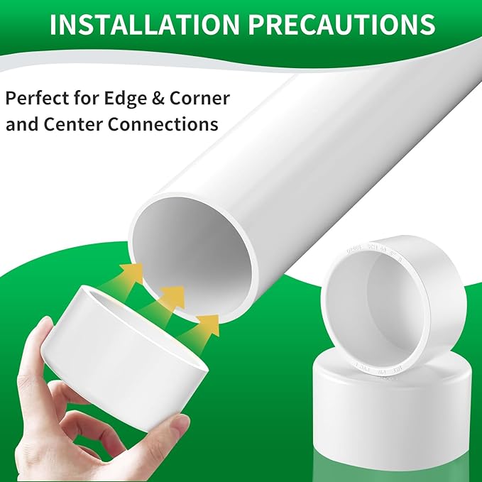 LESSO 1.5 inch PVC Pipe End Cap | 4pack Schedule 40 Industrial pipe fittings 1-1/2" PVC Pipe External Plug Adapter for Build Furniture DIY Garden Shelf, White