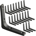 SAYAYO Black Shelf Bracket 20 PCS, 4 x 4 Inch L Shape Wall Brackets Heavy Duty Metal Bracket Hanging Angle Brackets Shelf Support