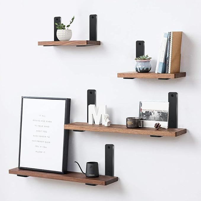 12 Pack - L 4" x H 3" x W1.5, 5mm Thick Black L Shelf Bracket, Iron Shelf Brackets, Metal Shelf Brackets, Floating Shelf, Shelf Supports with Screws