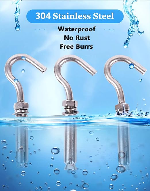 Concrete Wall Hook, Lsqurel 304 Stainless Steel Concrete Anchors Heavy Duty Expansion Bolts for Concrete Wall (M6-5Pack)