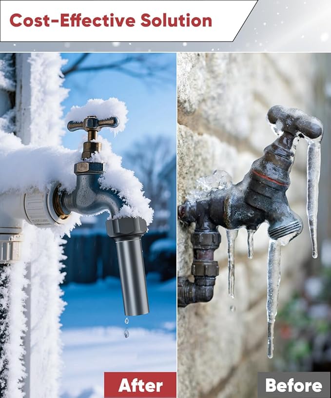 Outdoor Faucet Winter Freeze Protection Valve, Activates at Water Temperature Below 35.6°F/ 2°C, 3/4-Inch Thread Frost Proof Faucet Cover for for Garden, Lawn & Yard Spigot, Grey, 1Pack