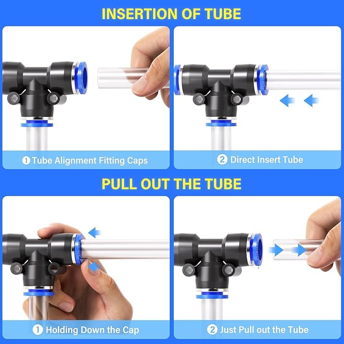 TAILONZ PNEUMATIC 1/4"3/8"1/2"1/8" Push to Connect Fittings Air Hose Fittings,Threaded Connection Kits, Suitable for Nylon Tube PU Tube Air Tube and Other Connection Kits（Pack of 98）