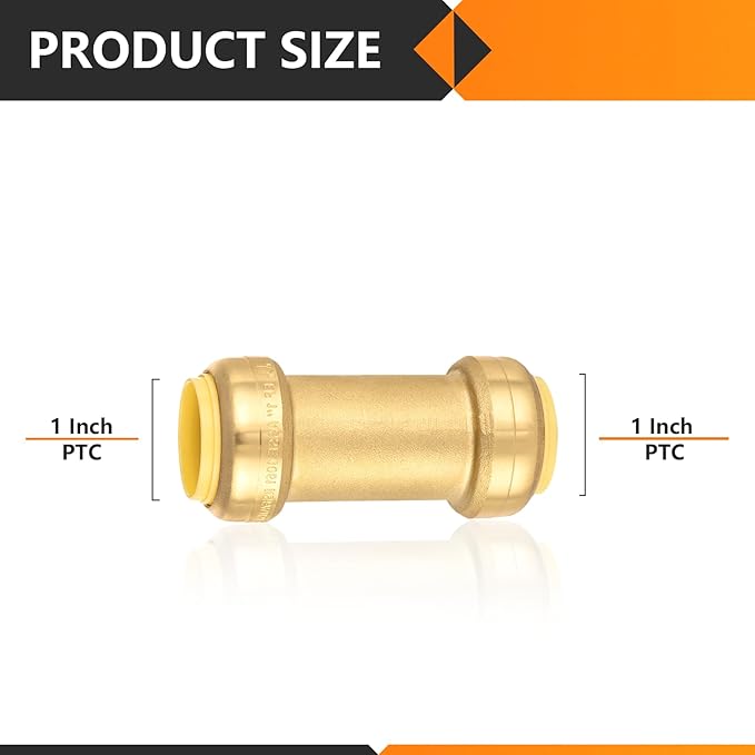 1-Pack HeSun Pushfit Check Valve, 1-Inch Push to Connect Plumbing Fittings with Disconnect Clip, Brass Push-fit Fittings for PEX, Copper, CPVC, PE-RT Pipes(PF-VALVE066)