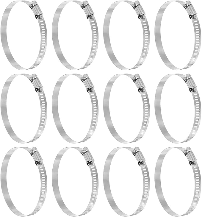 HARFINGTON 12 Pcs Hose Clamp 3-9/16"-4-1/2" (91-114mm) 304 Stainless Steel Adjustable Worm Gear Hose Clamp with Phillips Screw Assortment Kit for Fuel Line Pipe Plumbing Automotive Tube