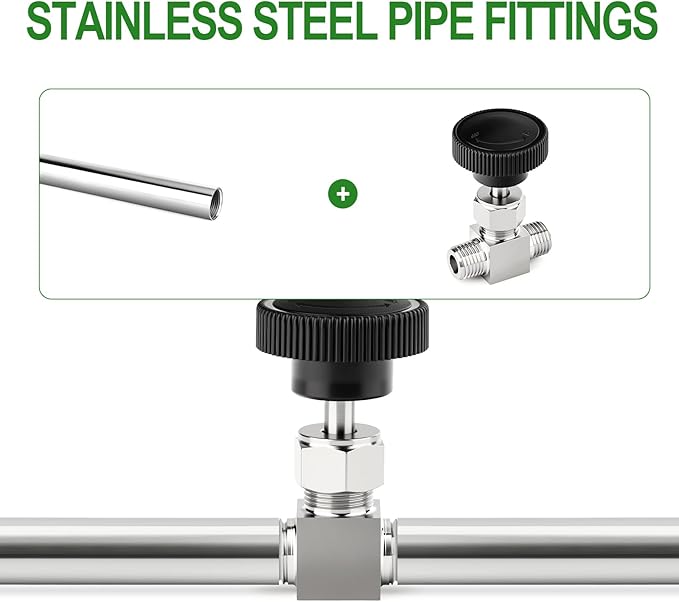 TAISHER 1PCS 304 Stainless Steel Straight Needle Valve 3/8" NPT Male For Flow Control Water Gas Oil