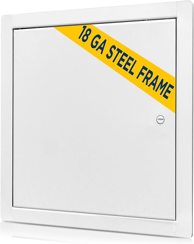 BOZZON Access Panel for Drywall 10 x 10 inch – Metal Door with Screwdriver Latch, 18 GA Steel Frame, Wall Hole Cover, Plumbing Access Door, White