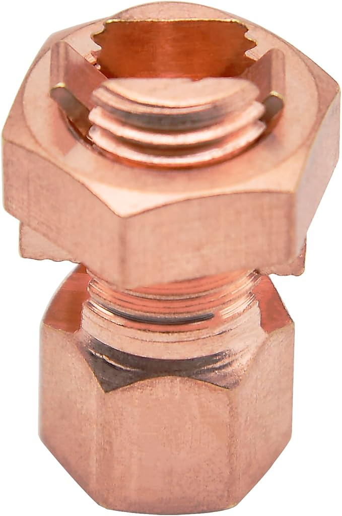 FDXGYH 4 Pack Grounding Split Bolt Connector Copper Grounding Clamps Bolt Connection Clamp for Completing Ground Bonding to Bare Wires TJ-25