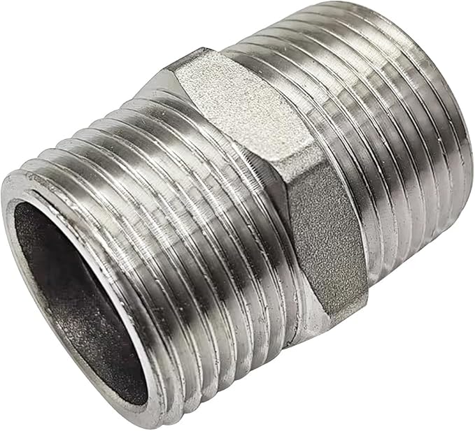 JoyTube 1-1/4" Male to 1-1/4" Male NPT Hex Nipple, Pipe Fittings 304 Stainless Steel Threaded (Pack of 1)