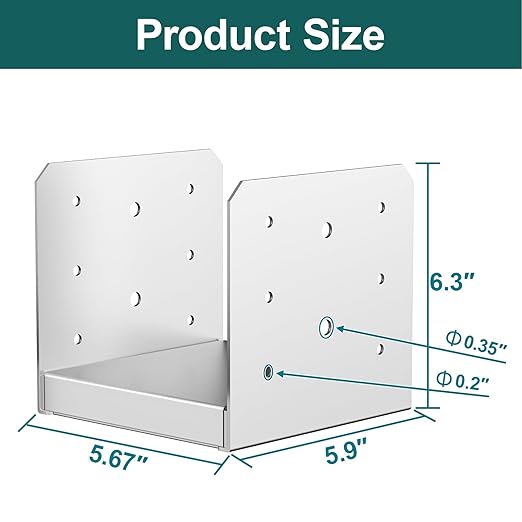 SPACEEUP 6x6 Post Base, Internal 5.5" x 5.5" Post Anchor 1PCS Adjustable Post Base Stainless Steel Concrete Post Anchor for Pavilion Deck Railing Support Decorative Anchor Plate