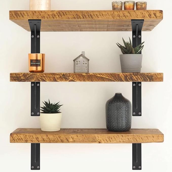 YUMORE Countertop Support Bracket Heavy Duty 14x8x2 in, 1/5IN Thicken Solid L Brackets Countertop Bar Shelf Bracket, Includes Hardware, Matte Black, 2 Pack