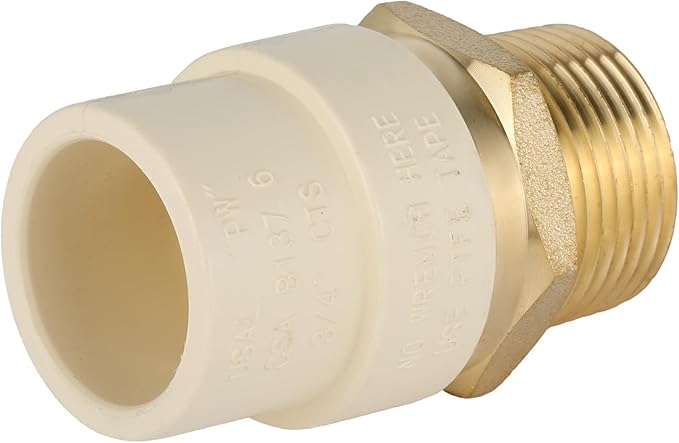 (Pack of 100) EFIELD 3/4"CPVC X 3/4"Male Thread NPT Transition Coupling,Brass Adapter Pipe Fitting (Male NPT x CPVC),(CPVC056-5-100PCS)
