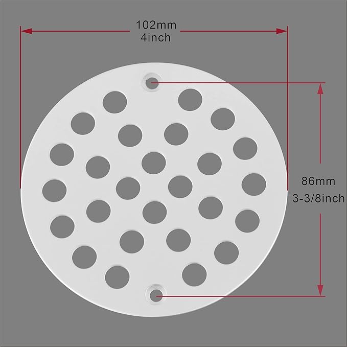 4-Inch Screw-in Shower Strainer Drain Cover Replacement Floor Strainer(White)