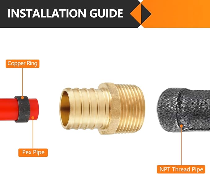 5-Pack HeSun PEX Fittings, 3/4" PEX x 1/2" Male NPT, Brass Crimp Male Adapter Fitting for ASTM F1807(PEX1807027-5)