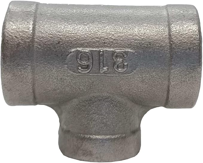 AF Hydro Stainless Steel SS316 Reducing Tee Pipe Fitting, 1 1/4''NPT x 1 1/4''NPT x 1/2''NPT Female Thread, Pressure Rating up to 150 PSI, Class 150 Reducer Connector Adapter