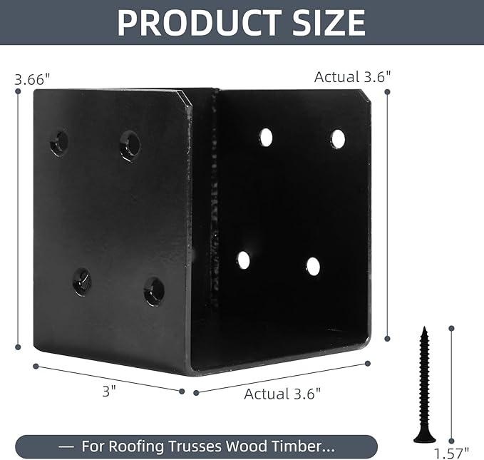 8 Pcs Deck Railing Brackets Connectors for 4"x4", 4"x6" Railing Wood Post, Heavy Duty Mounting Joist Hanger Brackets with Screws, Black