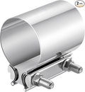 EVIL ENERGY 2.5 Inch Exhaust Clamp, Butt Joint Band Clamp Sleeve Coupler Stainless Steel for 2 1/2" OD Pipes, Mufflers, Catalytic Converters 2PC