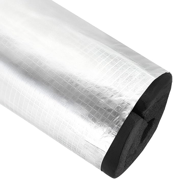 PATIKIL Pipe Insulation Foam Tube, 3.3FT Length Self Adhesive Pipe Freeze Protection Wrap with Aluminum Foil 2"(48MM) ID x 5cm Thickness for Outdoor Winter Irrigation