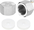 uxcell 2pcs Hex End Cap 304 Stainless Steel Nut with Washer, PT 3/8" Female Thread Pipe Fitting, Gas Line Water Line Stop Valve Cap Tubing Ends for Plumbing Fittings, Silver Tone