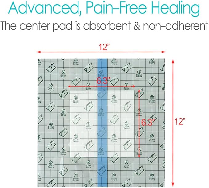 12"x12" Waterproof Shower Cover Incision Bandages for Large Wound with No Glue On The Center Adhesive Transparent Shower Protector Post Surgical Water Barrier Guard Pack of 14