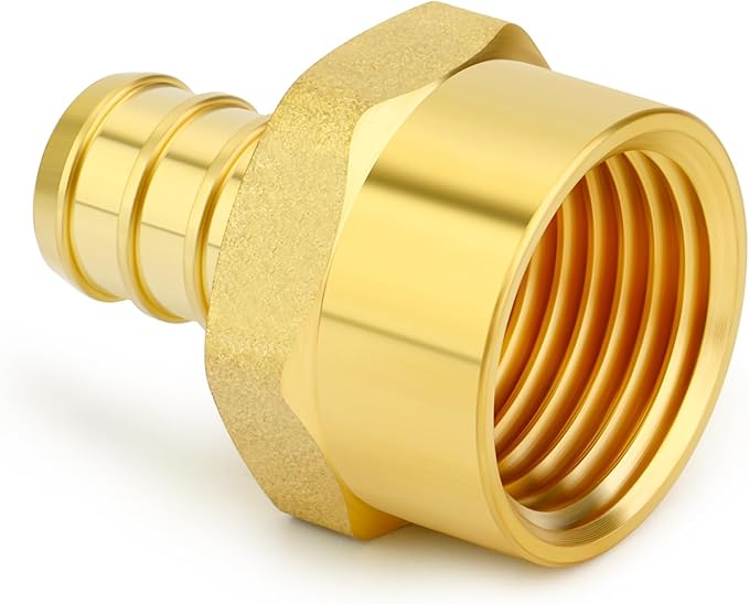 GASHER 2Pcs No Lead Brass 3/4" Pex Female Adapter, 1/2" Female NPT to 3/4" PEX Adapter for Pex Tubing