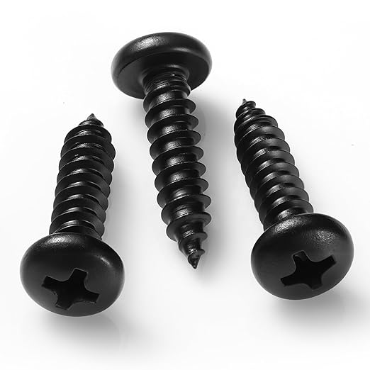 #10 x 1-1/4 Inch Pan Head Wood Screws, Phillips Drive, Black Oxide Stainless Steel 304 (18-8), Self Tapping for Wood, Sheet Metal Screws, 50 Pack