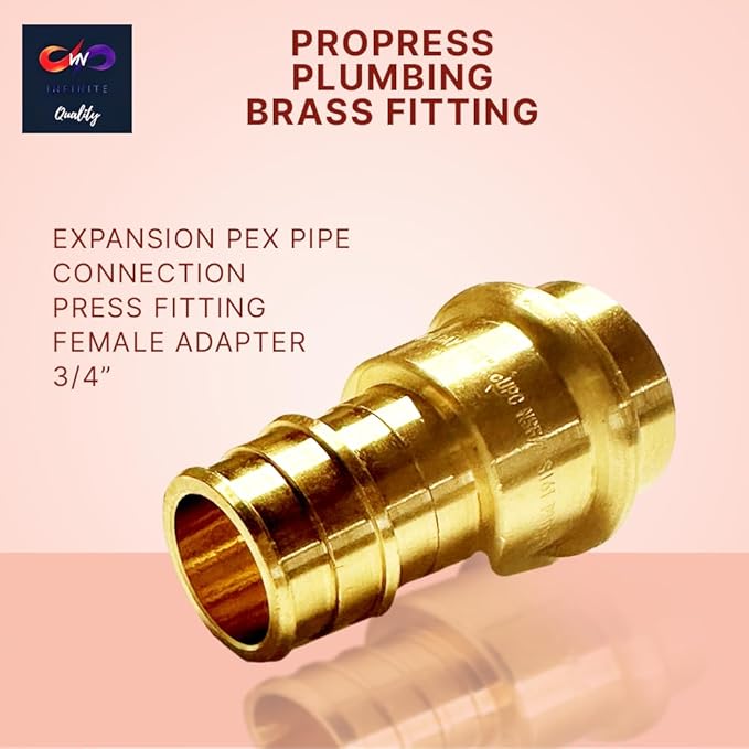3/4 inch PEX Expansion Press Fitting 3/4-inch Crimp Coupling Brass Adapter For Copper and Pex Pipe Fittings Connection 3/4" (Pack of 10)