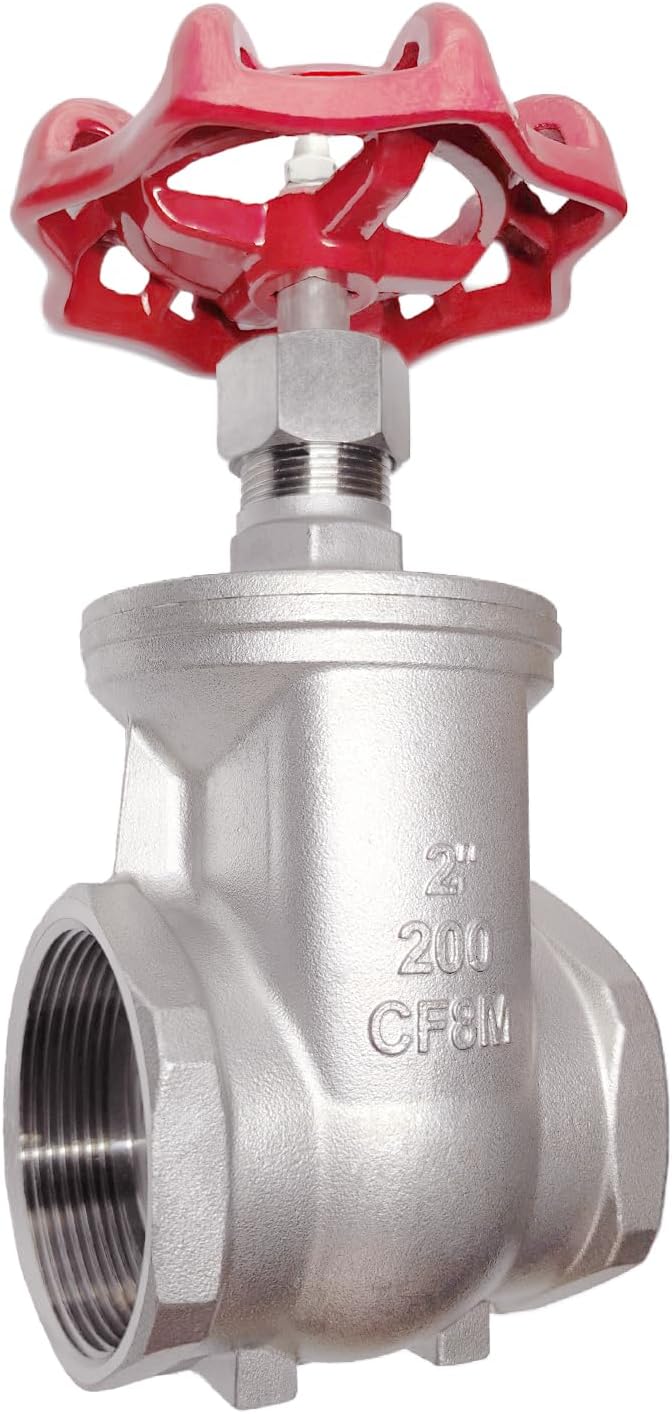 304 Stainless Steel Gate Valve DN50, 2" NPT Stainless Steel Female Threaded Rotary Globe Valve for Water Flow Switches, Fuel Water Vapor, Air Switches, Air Compressors and Sump Pumps, etc