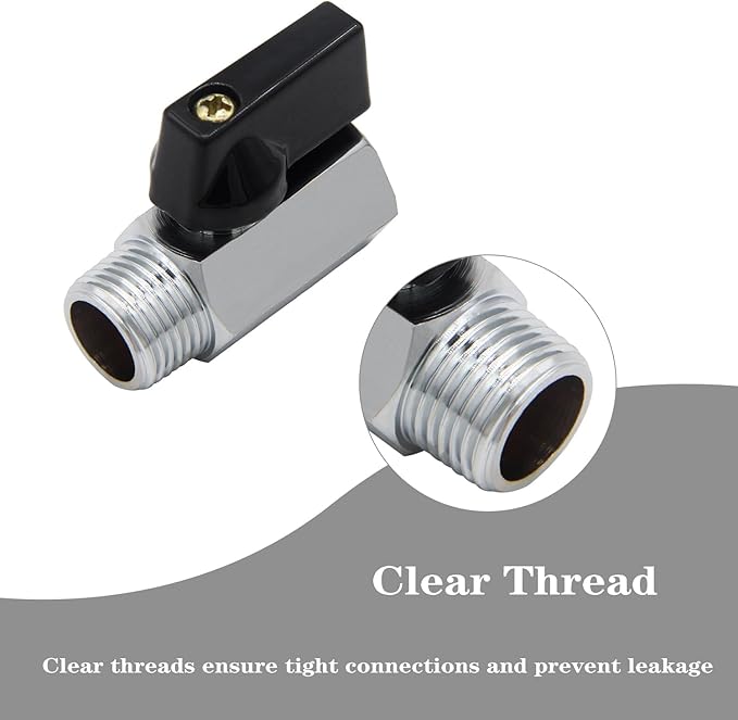 Brass Mini Ball Valve 1/8" NPT Female x Male Thread Shut Off Valve Chrome Plated (Pack of 4)