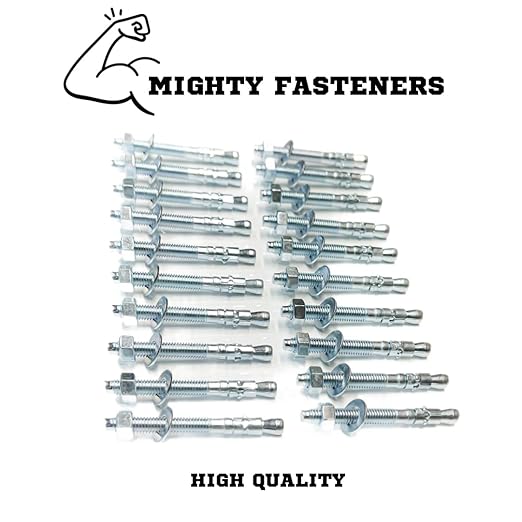 Zinc-Plated Steel Wedge Anchors, 3/8" X 3-3/4" - Heavy-Duty Mounting Bolts for Concrete - 50 Pack