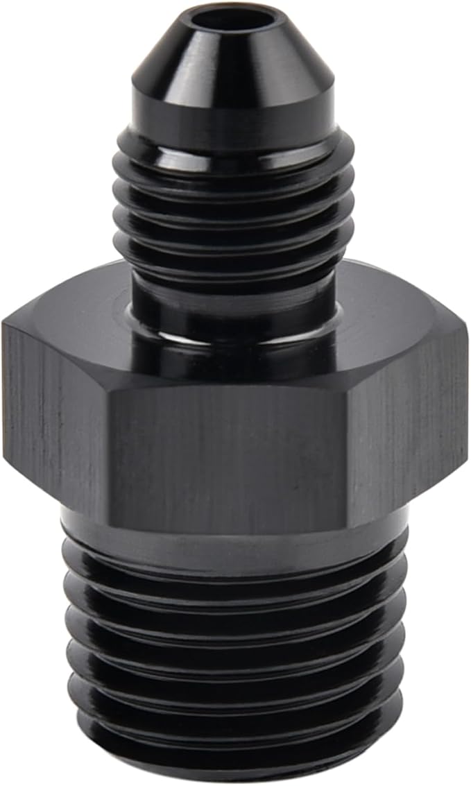 EVIL ENERGY 3AN Male Flare to 1/4" NPT Pipe Fitting Adapter Aluminum Straight Black