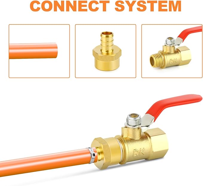 GASHER 2Pcs No Lead Brass 3/4" Pex Female Adapter, 1/2" Female NPT to 3/4" PEX Adapter for Pex Tubing