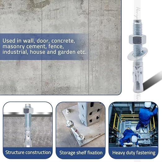 1/2" x 3" Wedge Anchor, for Cement and Concrete only, zinc-Plated Carbon Steel Screws and lag Bolts （10 pcs