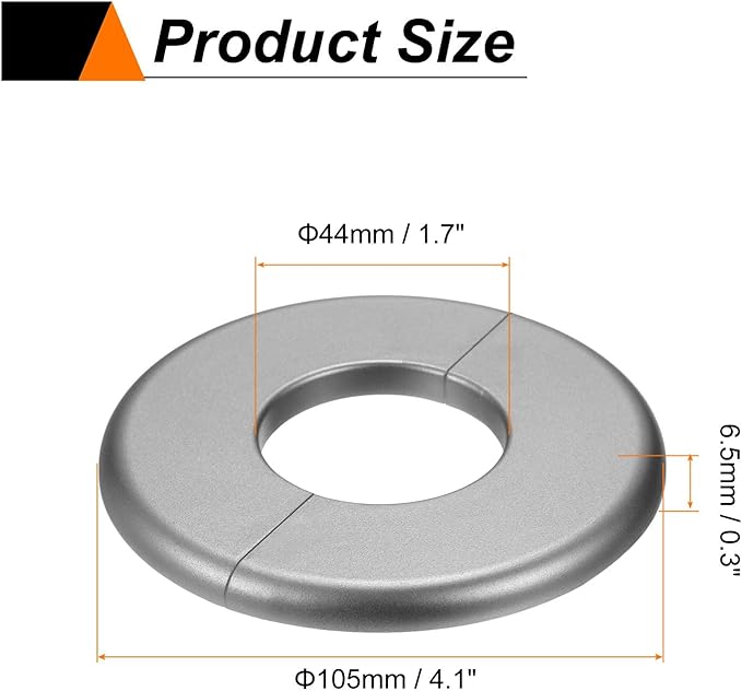 HARFINGTON 4pcs Wall Split Flange 44mm/1.7" Self-Adhesive Plumbing Cover Plates ABS Plastic Round Escutcheon Plate Buckle Design for Water Pipe Bathroom Kitchen Decoration, Gray