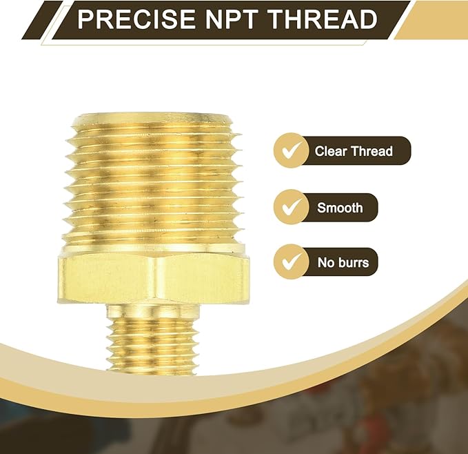 uxcell 2Pcs Brass Tube Fitting, 1/4O.D x 1/2NPT Brass Flared Pipe Adapter Fittings Reducing Nipples Connector, Half Union Gas Adapter for Pipe Connections, Hydraulics, Refrigeration