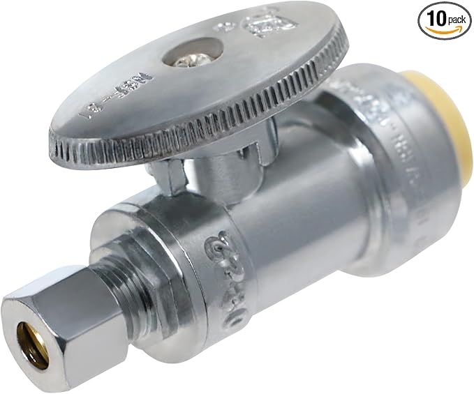 XFITTING OD Compression 1/4 Inch x 1/2 Inch Push Fit Valve, Push Fit Straight Valve, 30-1-6=10XX, 10 Pieces