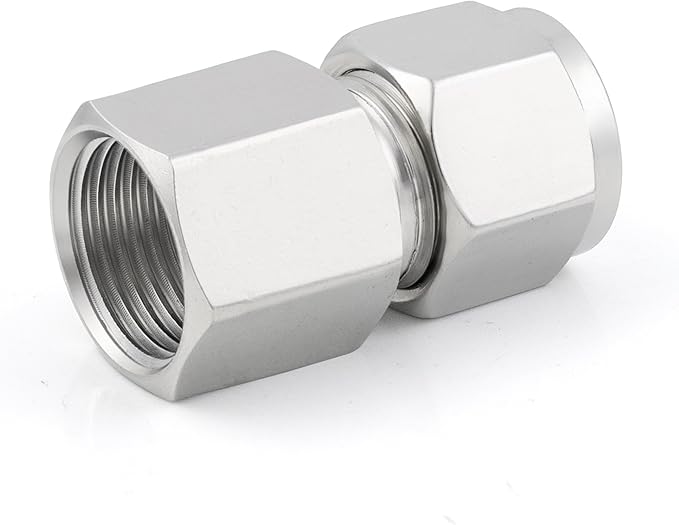 Yoebor Stainless Steel 304 Compression Tube Fitting Coupler with Double Ferrules 1/4" Tube OD x 3/8" NPT Female Adapter,Pack of 2