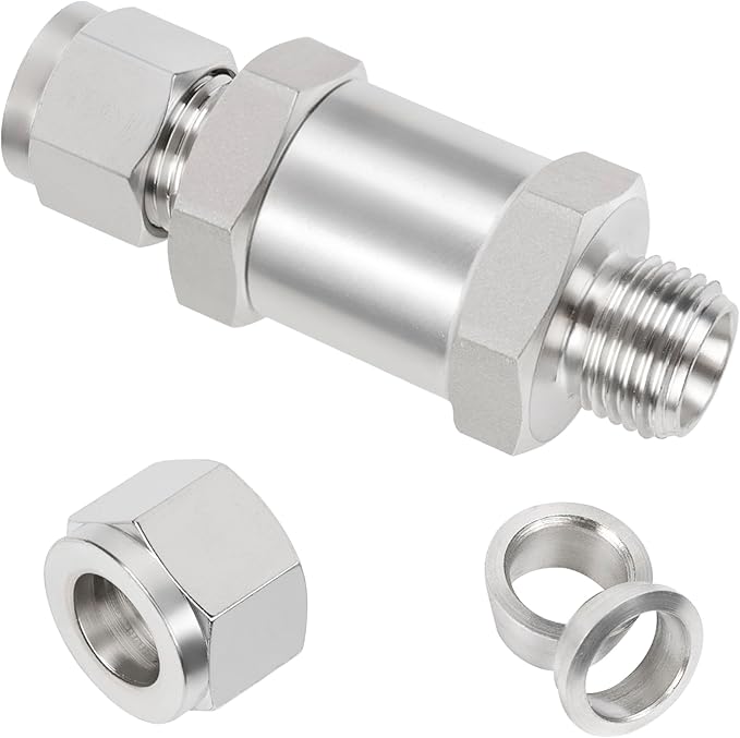 Yoebor 316 Stainless Steel Detachable Compression Check Valve 3/8" OD x 3/8" OD One Way Non-Return Valve for Water Oil Gas, 1pc