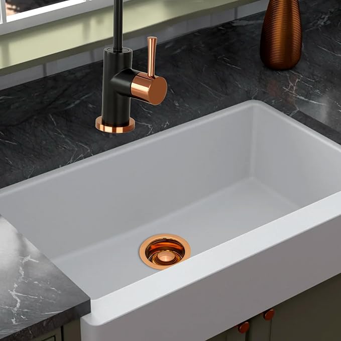 Akicon Kitchen Sink Antique Copper Finish Garbage Disposal Flange Stopper, One Size Disposal Rim, Fit 3-1/2 Inch Standard Sink Drain Hole, Rose Gold
