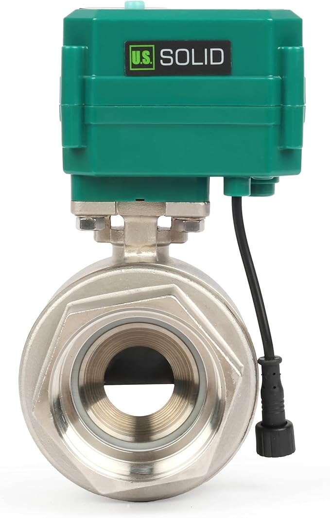 U.S. Solid 2" Smart Motorized Ball Valve - Stainless Steel Remote App Mobile-control Electrical Ball Valve with Manual Switch, Plug Connection